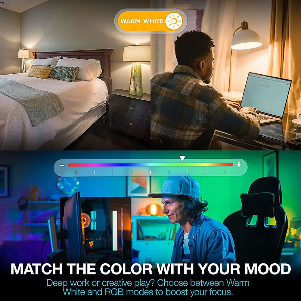 Tuya Wi‑Fi és Bluetooth RGB E27 okos LED-izzó - Image 4