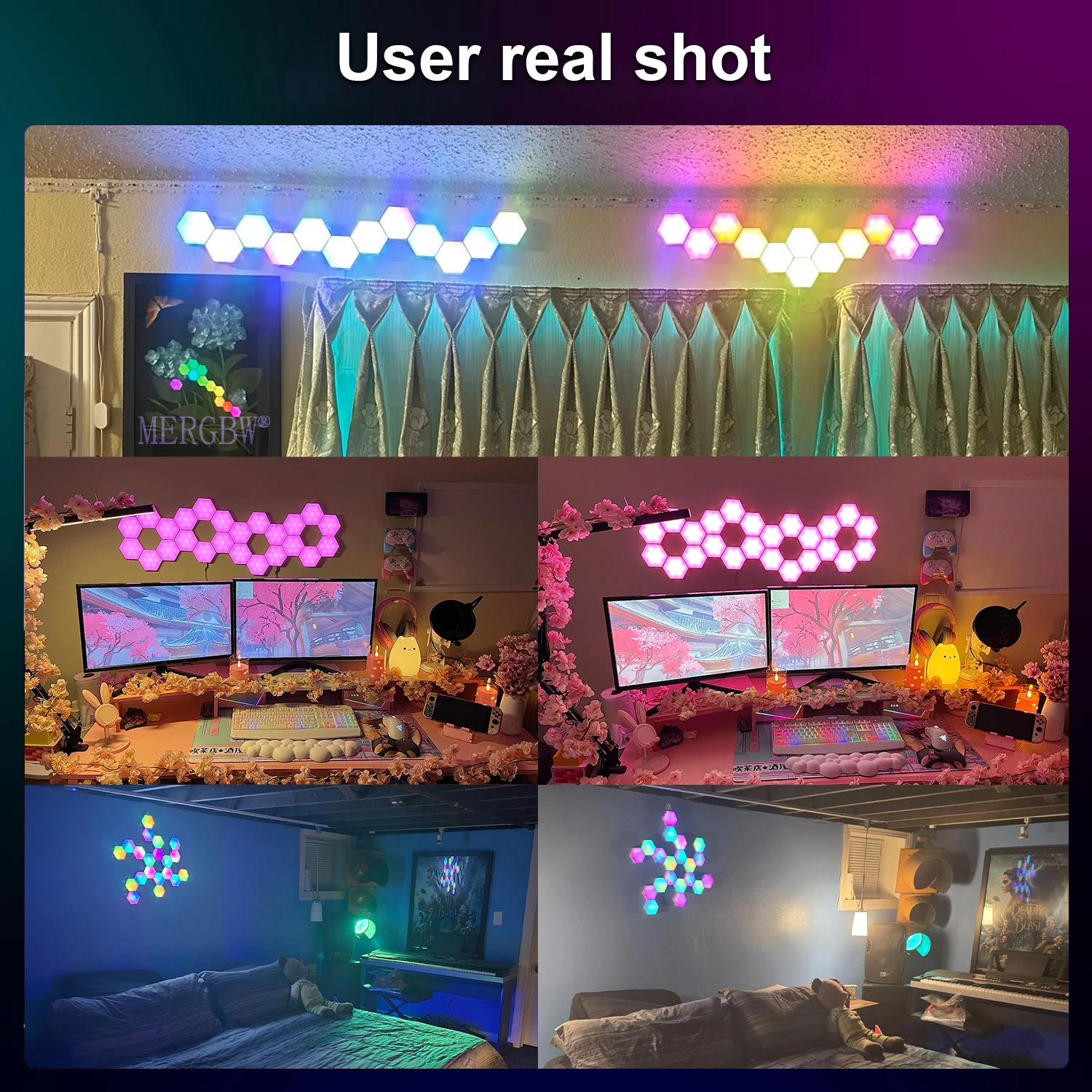 Smart RGB hexagon falilámpa – APP- és zene-szinkron vezérléssel - Image 2