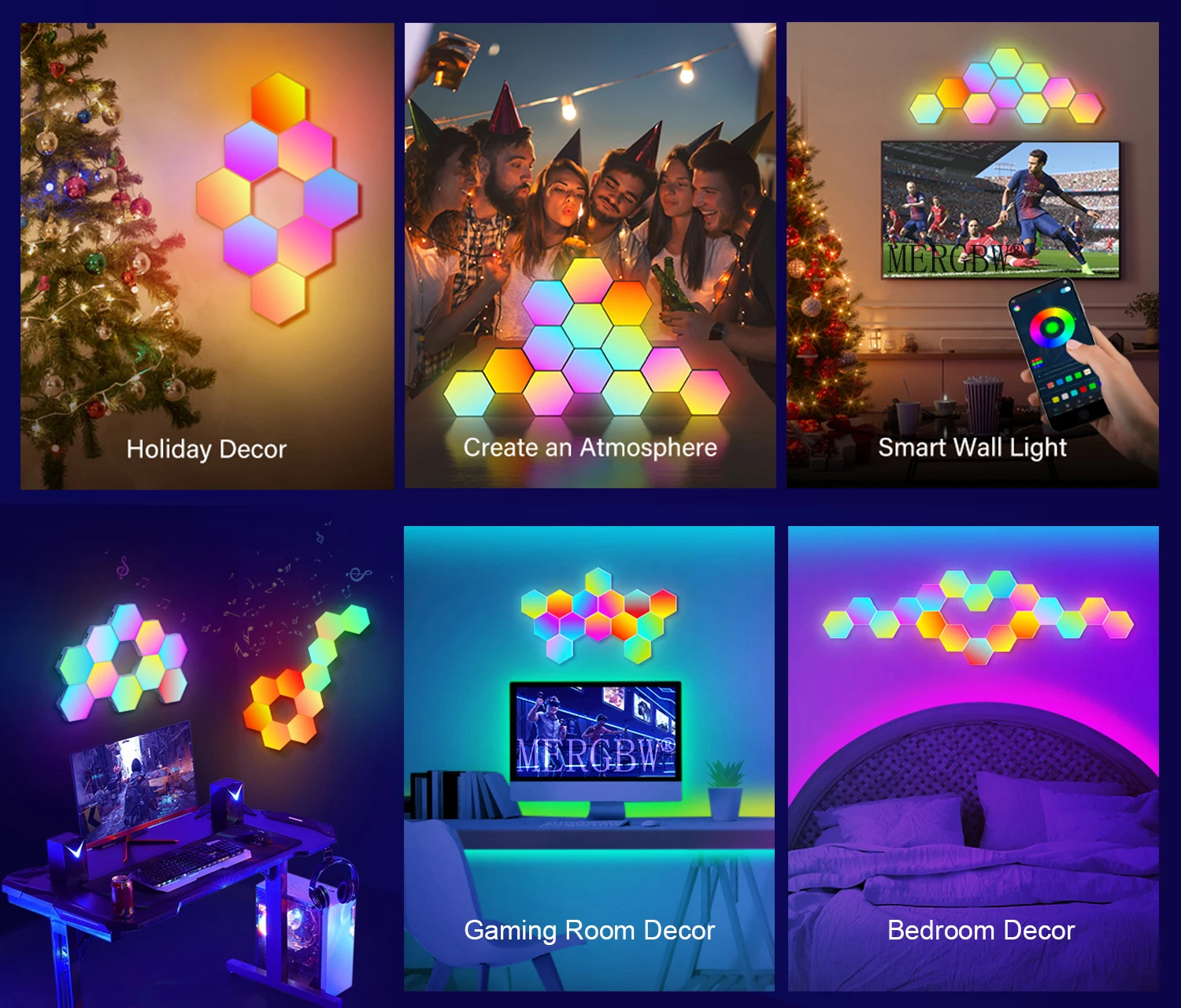 Smart RGB hexagon falilámpa – APP- és zene-szinkron vezérléssel - Image 17