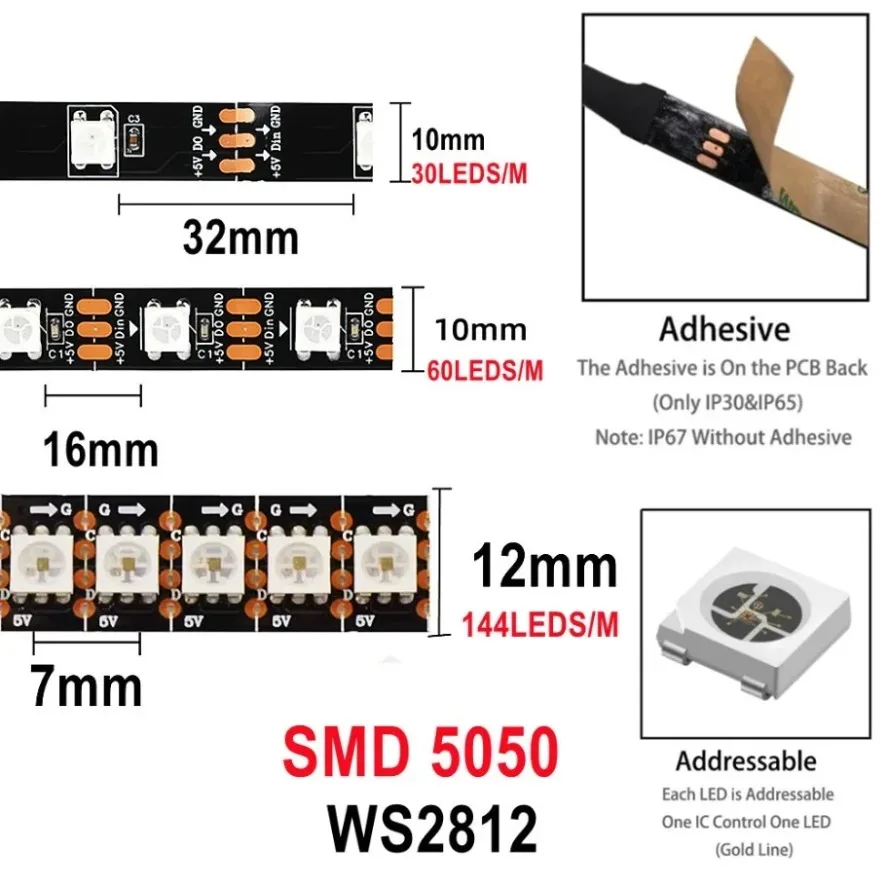 RGBIC címezhető okos LED-szalag WS2812B - Image 3