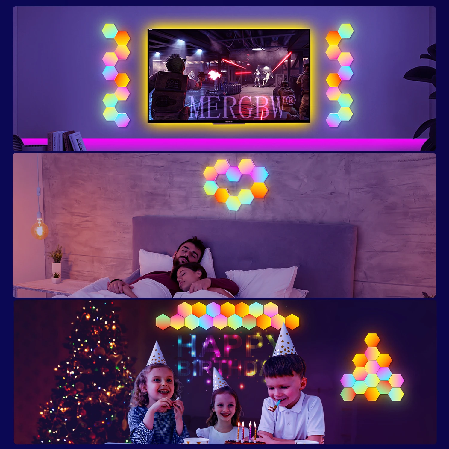 Smart RGB hexagon falilámpa – APP- és zene-szinkron vezérléssel - Image 18