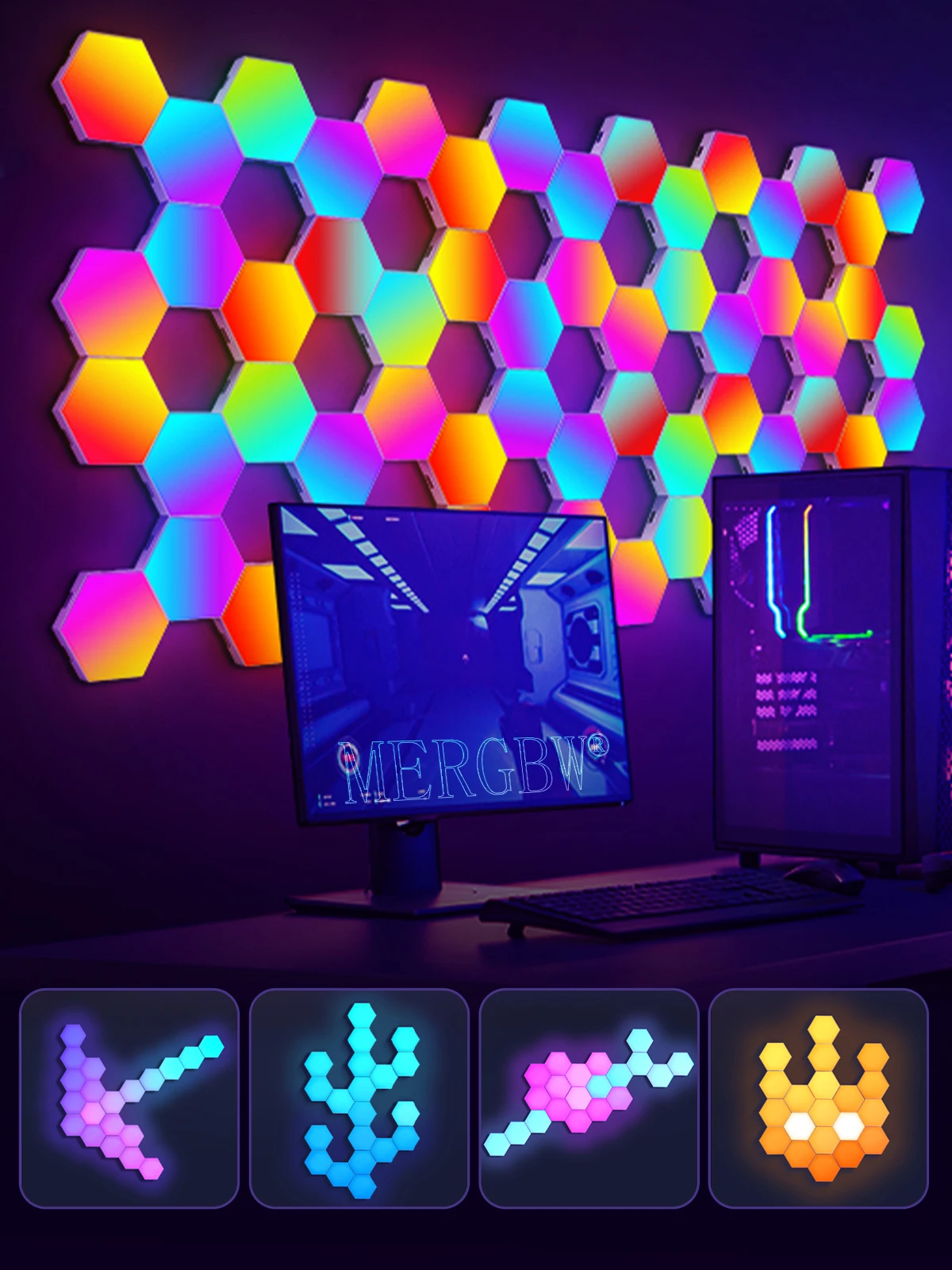 Smart RGB hexagon falilámpa – APP- és zene-szinkron vezérléssel - Image 12